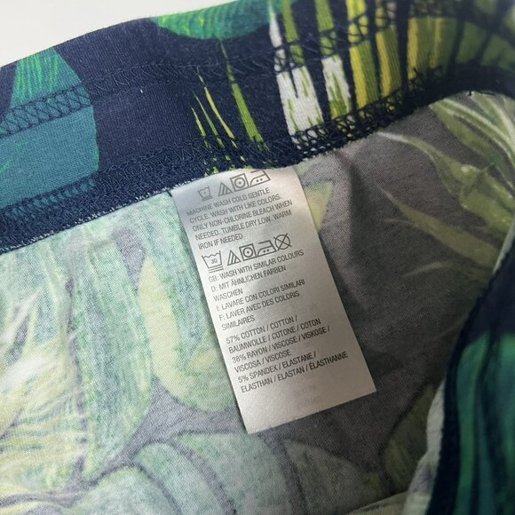 Denim&Co Beach Jersey Wide Leg Pull On Pants Plus Size 2X Tropical Palms A351802 - Picture 10 of 12